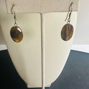 925 Silver and tigers eye drop earrings